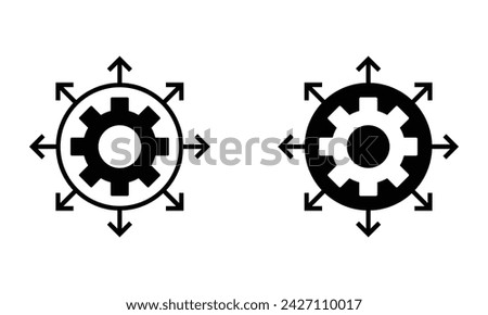 cogwheel gear with expand arrow icon vector