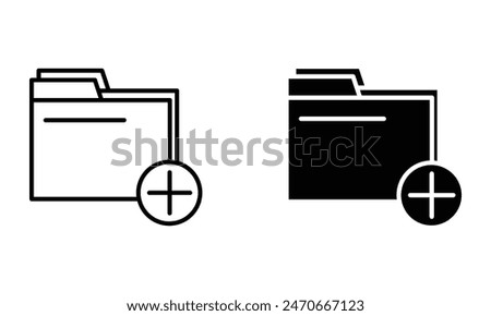 File folder with plus sign, digital data storage icon vector