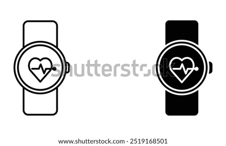 smartwatch with heartbeat pulse, health monitoring on wearable device icon vector