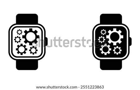 wristwatch with cogwheels, illustration of mechanical watch machinery icon vector