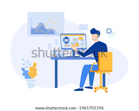 Customer relationship management concept. CRM vector illustration. Company Strategy Planning and Business Data Analysis