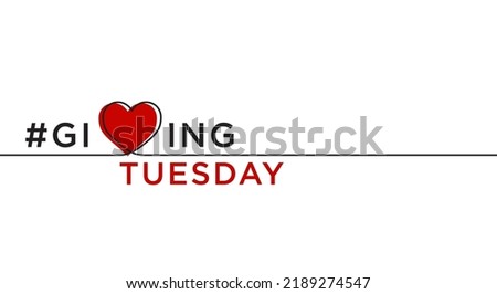 Giving Tuesday, the world's day of charity giving with a line forming a heart. Background design, banners and social media posts, vector illustration.