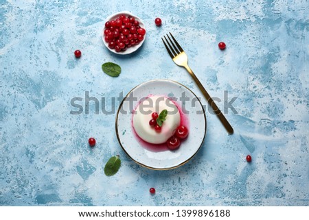 Similar – Image, Stock Photo Delicious Italian panna cotta with red currants in cafe