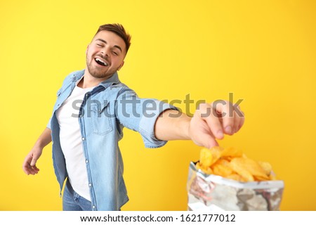 Similar – Image, Stock Photo Tasty potato chips in bowl on table