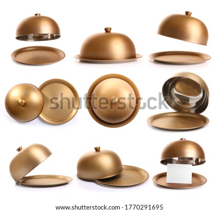 Trays with cloches on white background Photo stock © 