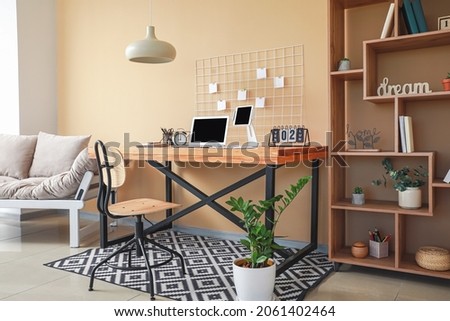 Similar – Image, Stock Photo Workplace with modern computer and smartphone