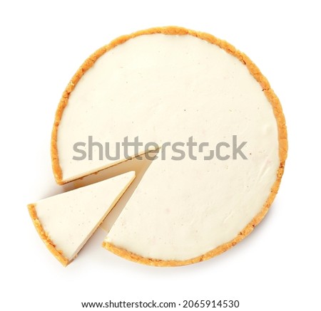 Similar – Image, Stock Photo Cheesecake slice with white chocolate topping. One slice of cheesecake close-up