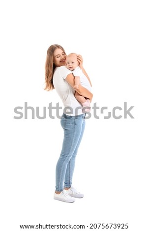 Similar – Image, Stock Photo Happy mother holding adorable  baby girl
