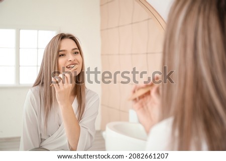 Similar – Image, Stock Photo Bamboo toothbrushes