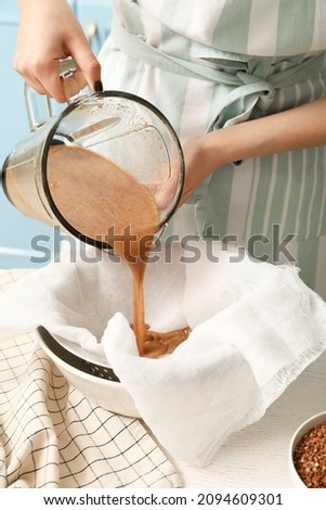 Similar – Image, Stock Photo Preparation of tasty buckwheat balls on kitchen table with ingredients. Healthy home cooking and eating concept