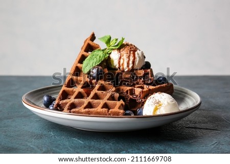 Similar – Image, Stock Photo Chocolate dessert with blueberries