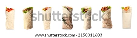 Similar – Foto Bild Pflanzliche Tortilla-Wraps isoliert auf gelbem Hintergrund. Ansicht von oben