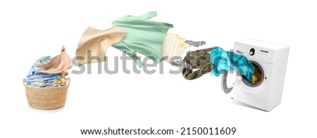 Similar – Image, Stock Photo Getting laundry out of the washing machine