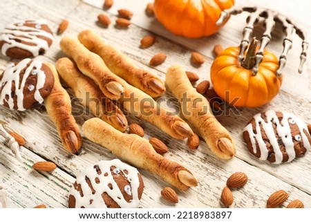 Similar – Image, Stock Photo Cookies fingers and pumpkin hummus