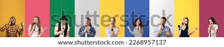 Similar – Image, Stock Photo young singer with an accustical guitar at the door of a church.