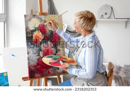 Image, Stock Photo Talented artist painting on paper