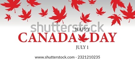 Greeting banner for Canada Day with maple leaves