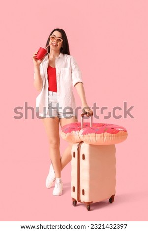 Similar – Image, Stock Photo Traveling woman with suitcase in airport