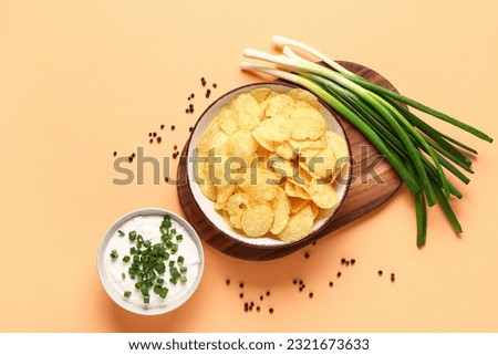 Similar – Image, Stock Photo Tasty potato chips in bowl on table