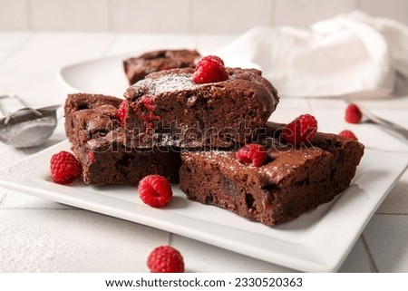 Similar – Image, Stock Photo Delicious brownie in baking pan