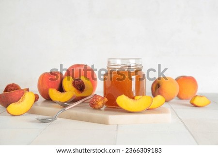 Similar – Image, Stock Photo Preserves of peach jam