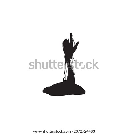 Silhouette of zombie's hand on white background