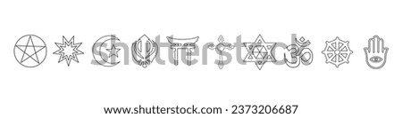 Symbols of different religions on white background