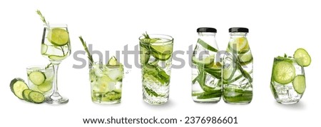 Similar – Image, Stock Photo Glasses of fresh infused water on table