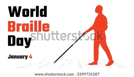 Awareness banner for World Braille Day with human silhouette and