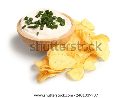 Image, Stock Photo Tasty potato chips in bowl on table