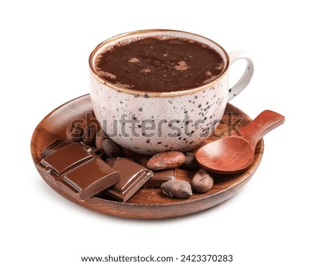 Similar – Image, Stock Photo A cup of cocoa with gingerbread cookies and a candy cane on a white table