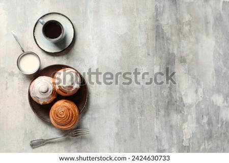 Similar – Image, Stock Photo Plate with cinnamon bun near jam