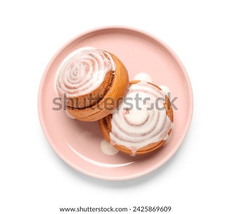 Similar – Image, Stock Photo Plate with cinnamon bun near jam