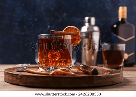 Similar – Image, Stock Photo Glass of whiskey near decanter