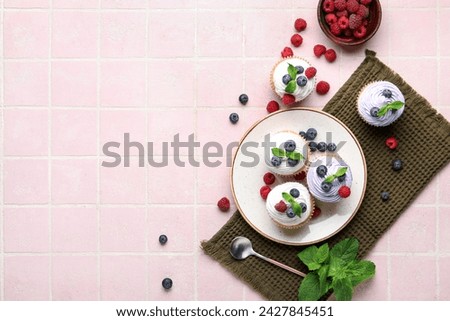 Similar – Foto Bild Himbeerdessert aus geschlagener weißer Schokoladenmousse und Himbeere