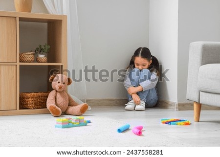 Similar – Image, Stock Photo Lonely kid in the middle of a bridge