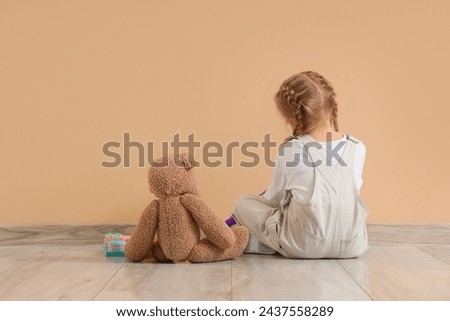 Similar – Image, Stock Photo Lonely kid in the middle of a bridge
