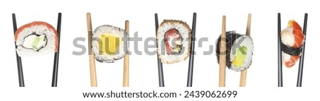 Similar – Image, Stock Photo Fresh sushi with chopsticks on table