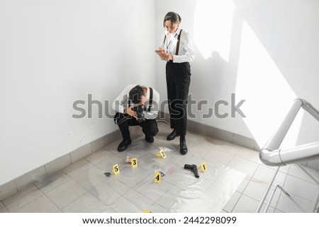 Similar – Image, Stock Photo Crime scene | Staircase from a long time ago