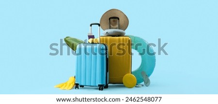 Similar – Image, Stock Photo summer hat in the hand near the sea with copyspace