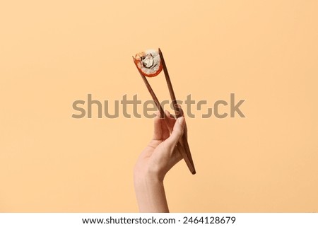 Similar – Image, Stock Photo Fresh sushi with chopsticks on table