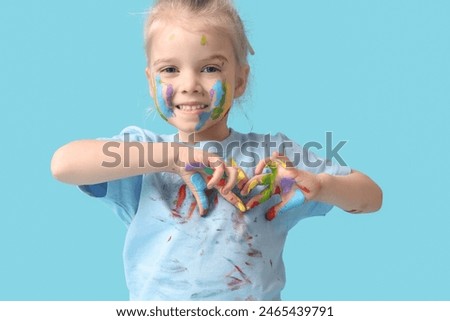 Similar – Image, Stock Photo Little artists gesturing heart and smiling