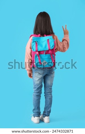 Image, Stock Photo back view of little girl looking at sea