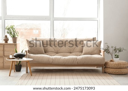 Image, Stock Photo Living room with couches and windows