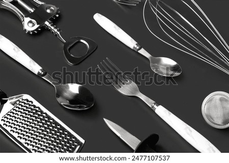 Similar – Image, Stock Photo Kitchen utensils on a pink table. Colorful baking tools