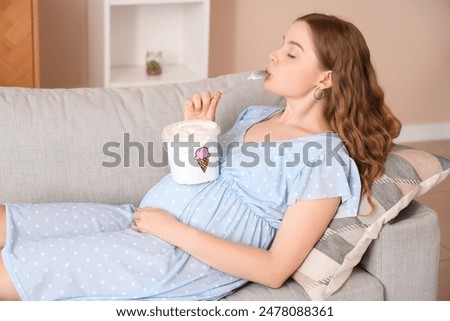 Similar – Image, Stock Photo Cool female eating ice cream on beach