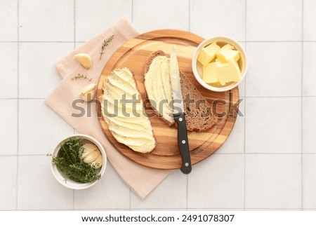 Similar – Image, Stock Photo Tasty bread on cutting board