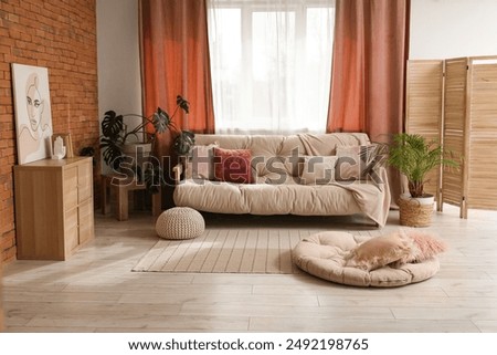 Similar – Image, Stock Photo Brown curtains of a theater as background.