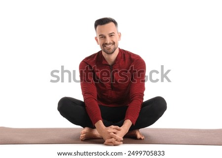 Similar – Image, Stock Photo Athletic caucasian man sitting on bed of massage salon