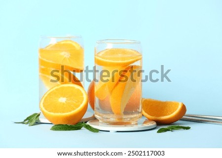 Similar – Image, Stock Photo Glasses of fresh infused water on table